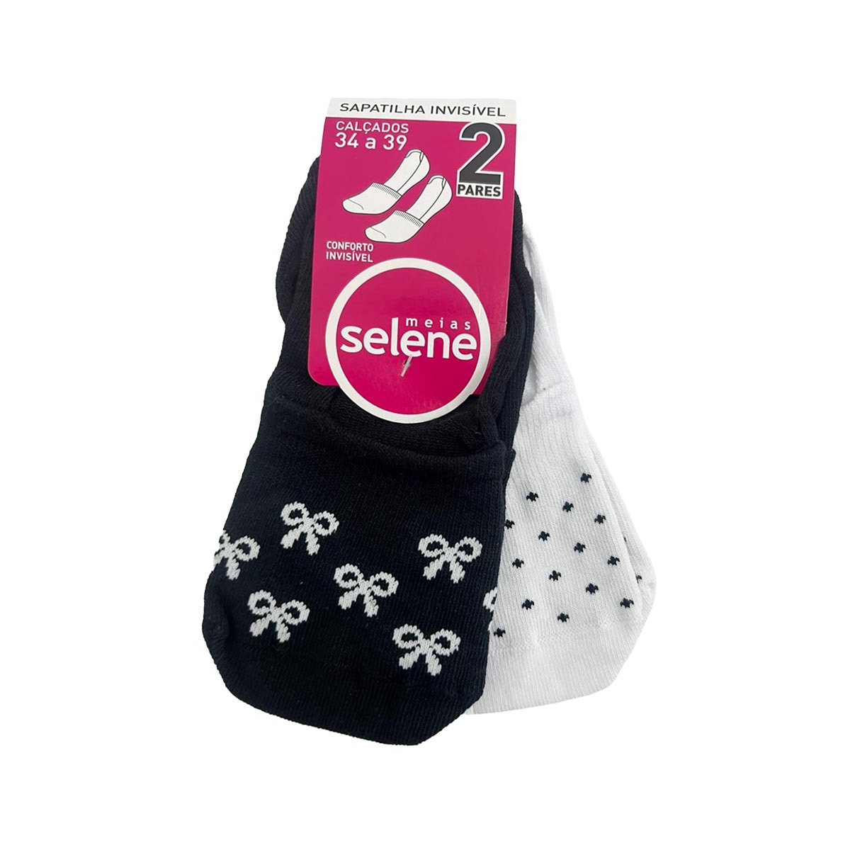 Kit Selene 2 Meias Sapatilha 7380 Preto/Laços Kit Selene 2 Meias Sapatilha 7380 Preto/Laços