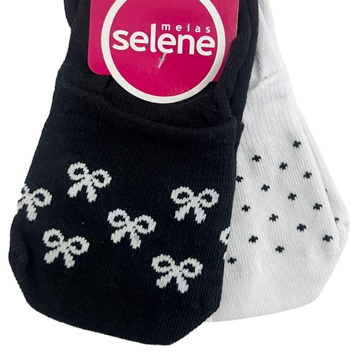 Detalhe - Kit Selene 2 Meias Sapatilha 7380 Preto/Laços