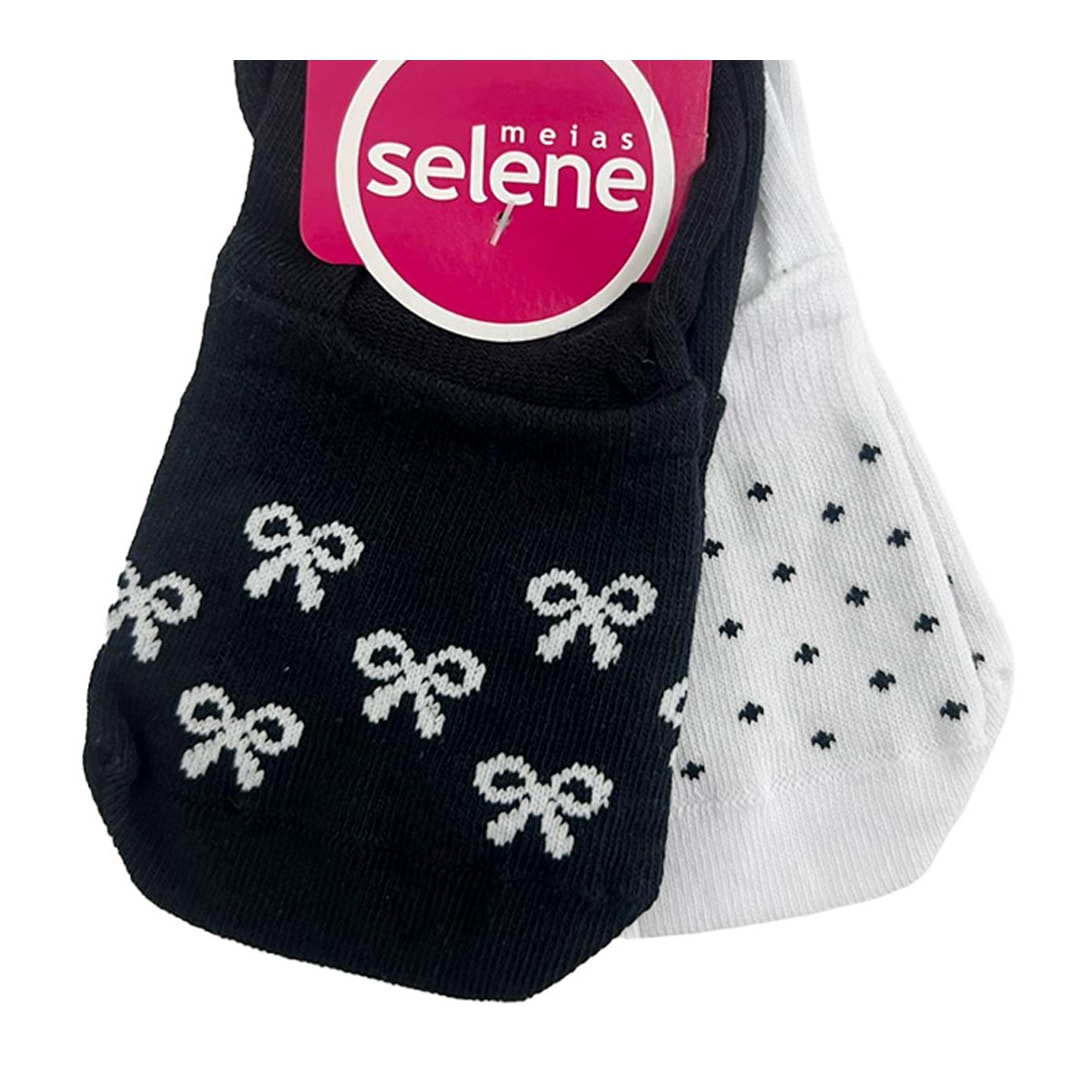 Kit Selene 2 Meias Sapatilha 7380 Preto/Laços Kit Selene 2 Meias Sapatilha 7380 Preto/Laços