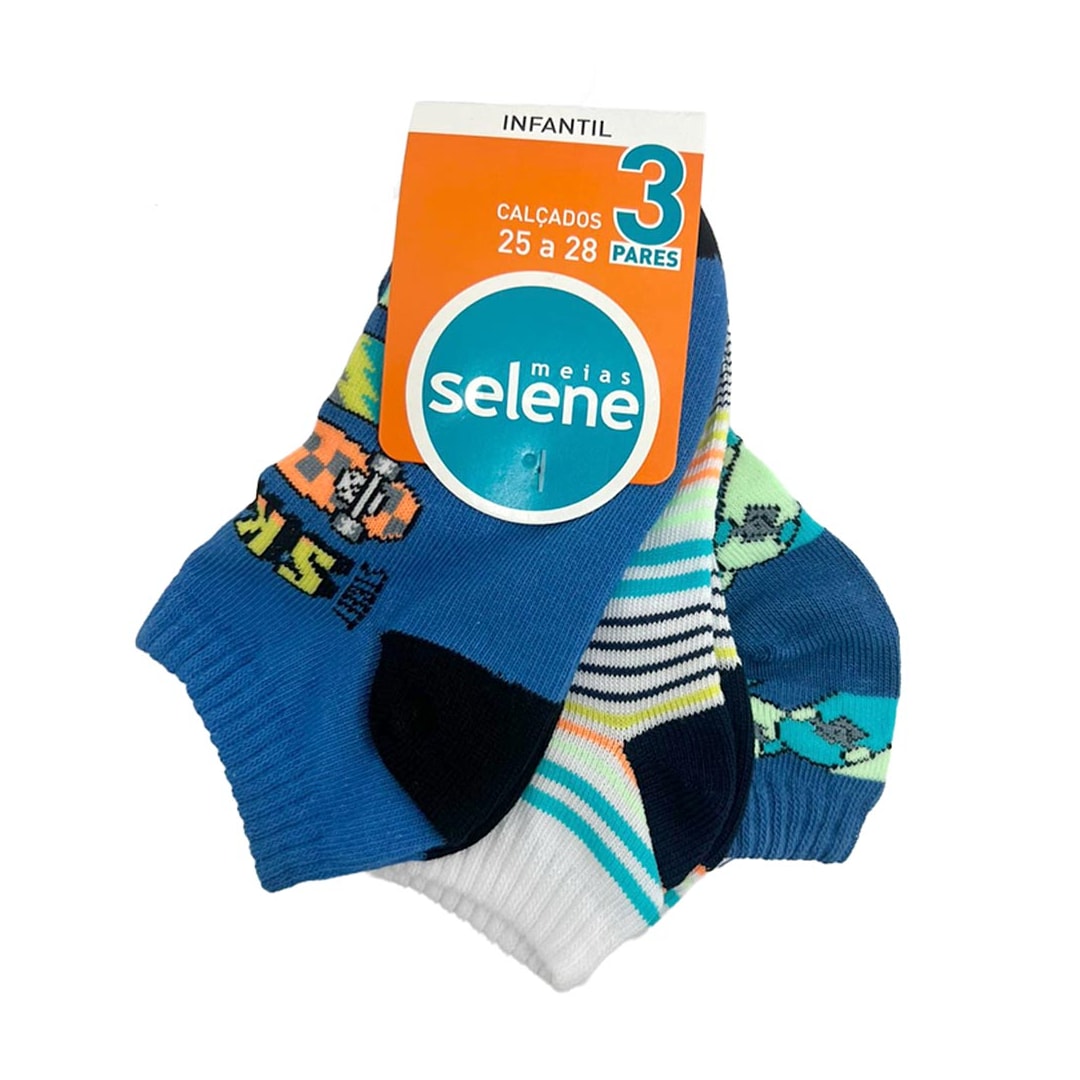 Kit Selene 3 Meias Cano Curto 2305 Azul
