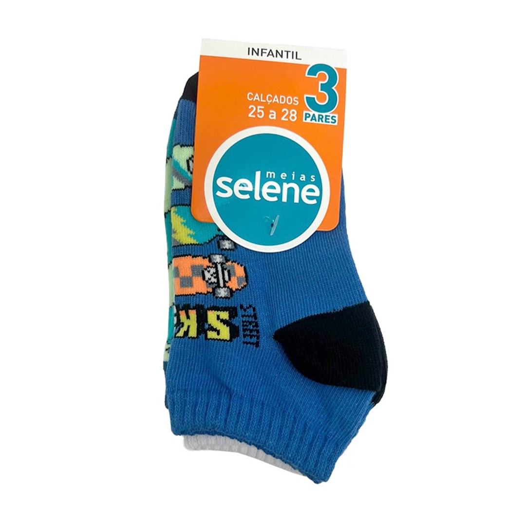 Kit Selene 3 Meias Cano Curto 2305 Azul