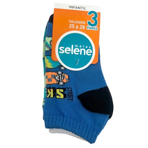Detalhe - Kit Selene 3 Meias Cano Curto 2305 Azul