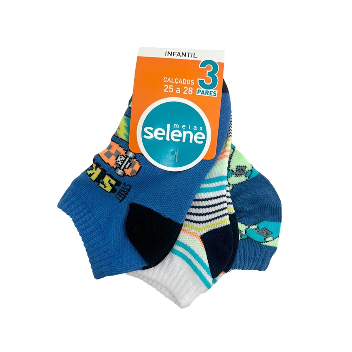 Kit Selene 3 Meias Cano Curto 2305 Azul Kit Selene 3 Meias Cano Curto 2305 Azul