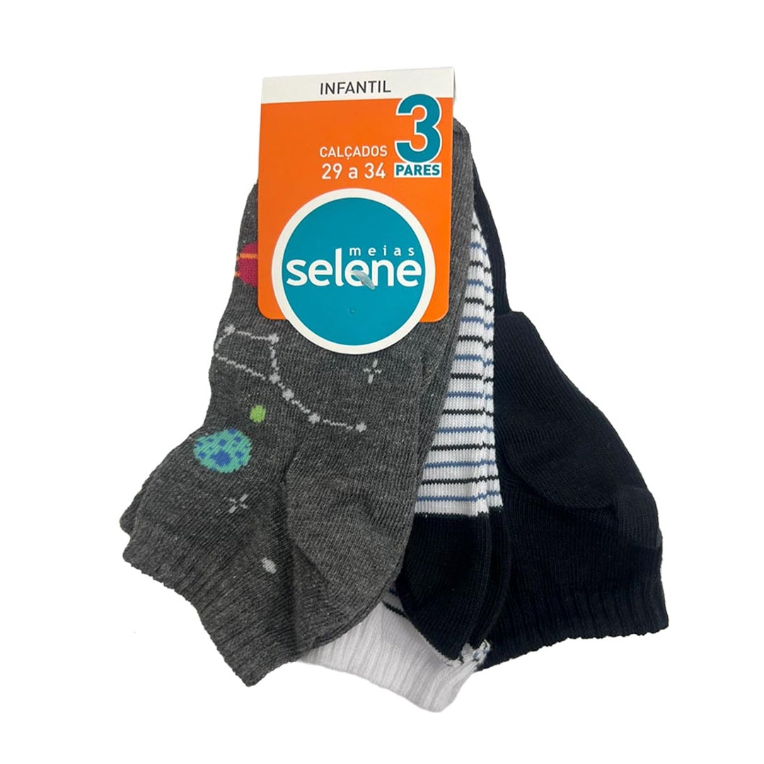 Kit Selene 3 Meias Cano Curto 2305 Chumbo