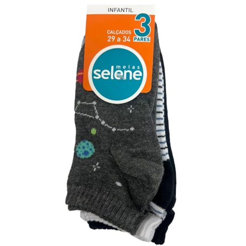 Detalhe - Kit Selene 3 Meias Cano Curto 2305 Chumbo