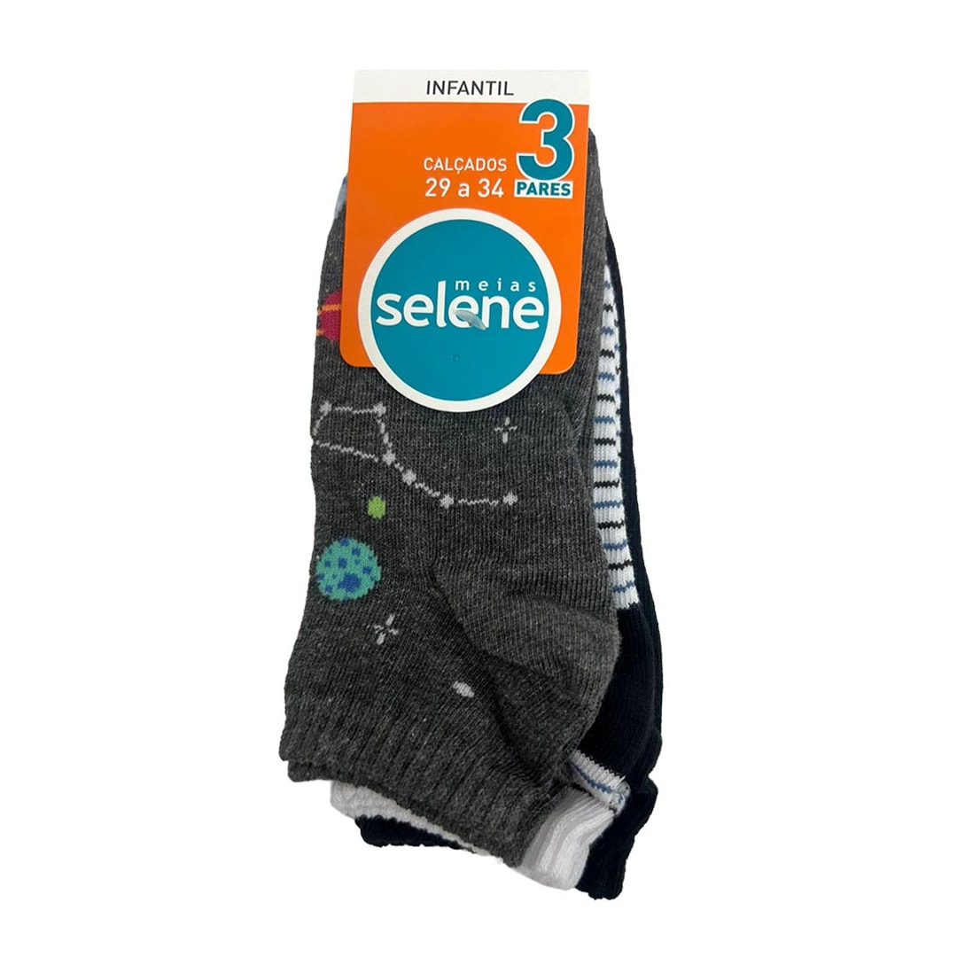 Kit Selene 3 Meias Cano Curto 2305 Chumbo