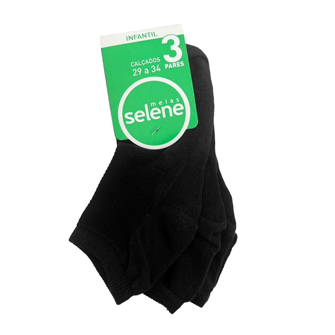 Kit Selene 3 Meias Cano Curto 2940 Preto