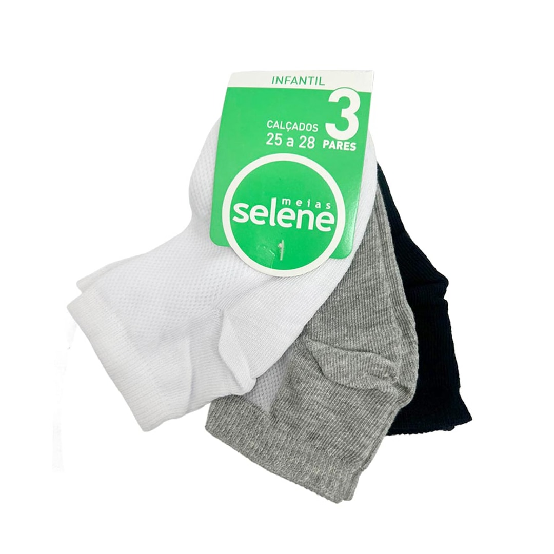 Kit Selene 3 Meias Cano Curto 2940 Preto/Branco/Mescla