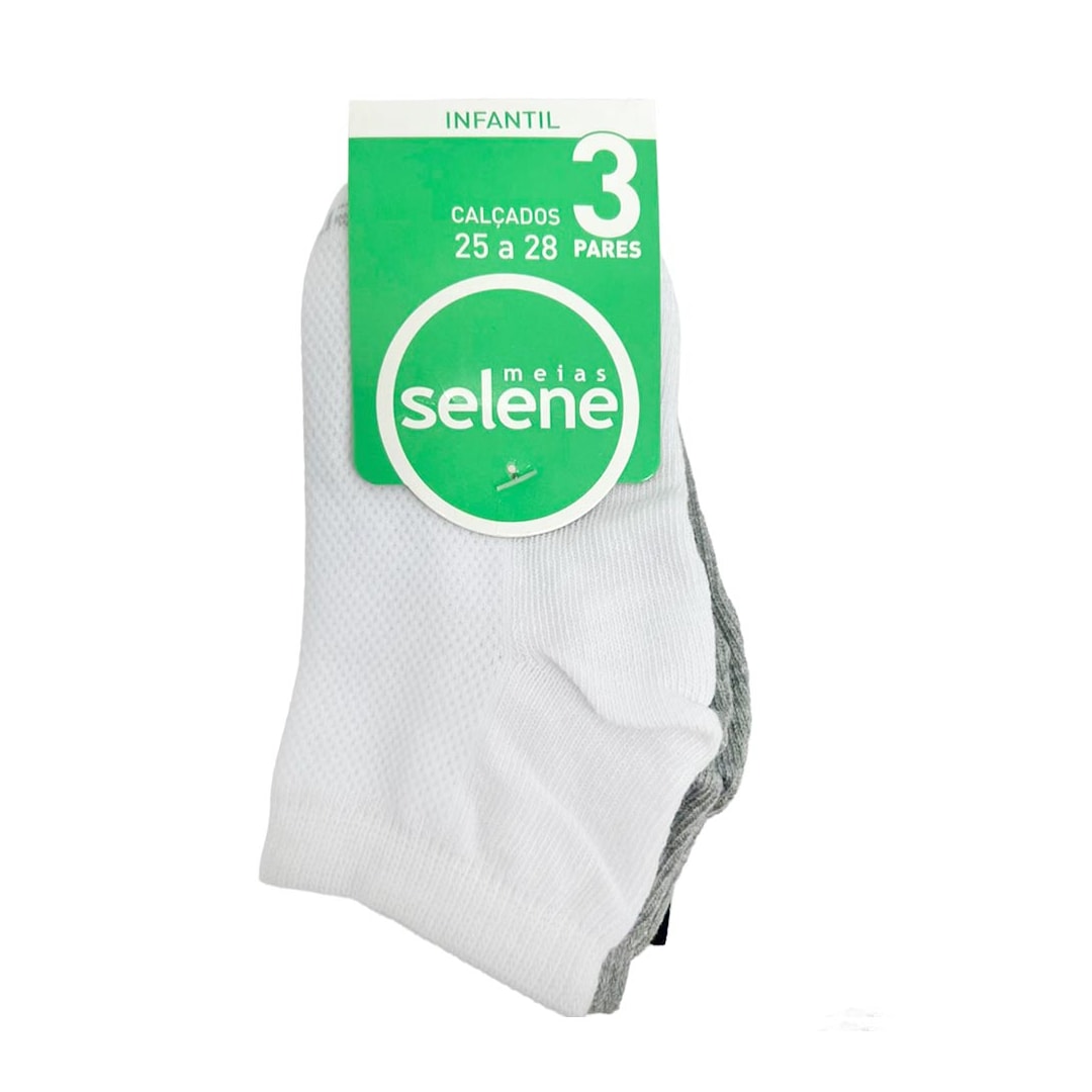 Kit Selene 3 Meias Cano Curto 2940 Preto/Branco/Mescla