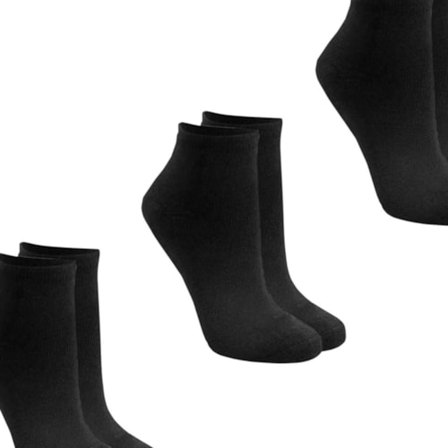 Detalhe - Kit Selene 3 Meias Cano Curto 4220 Preto