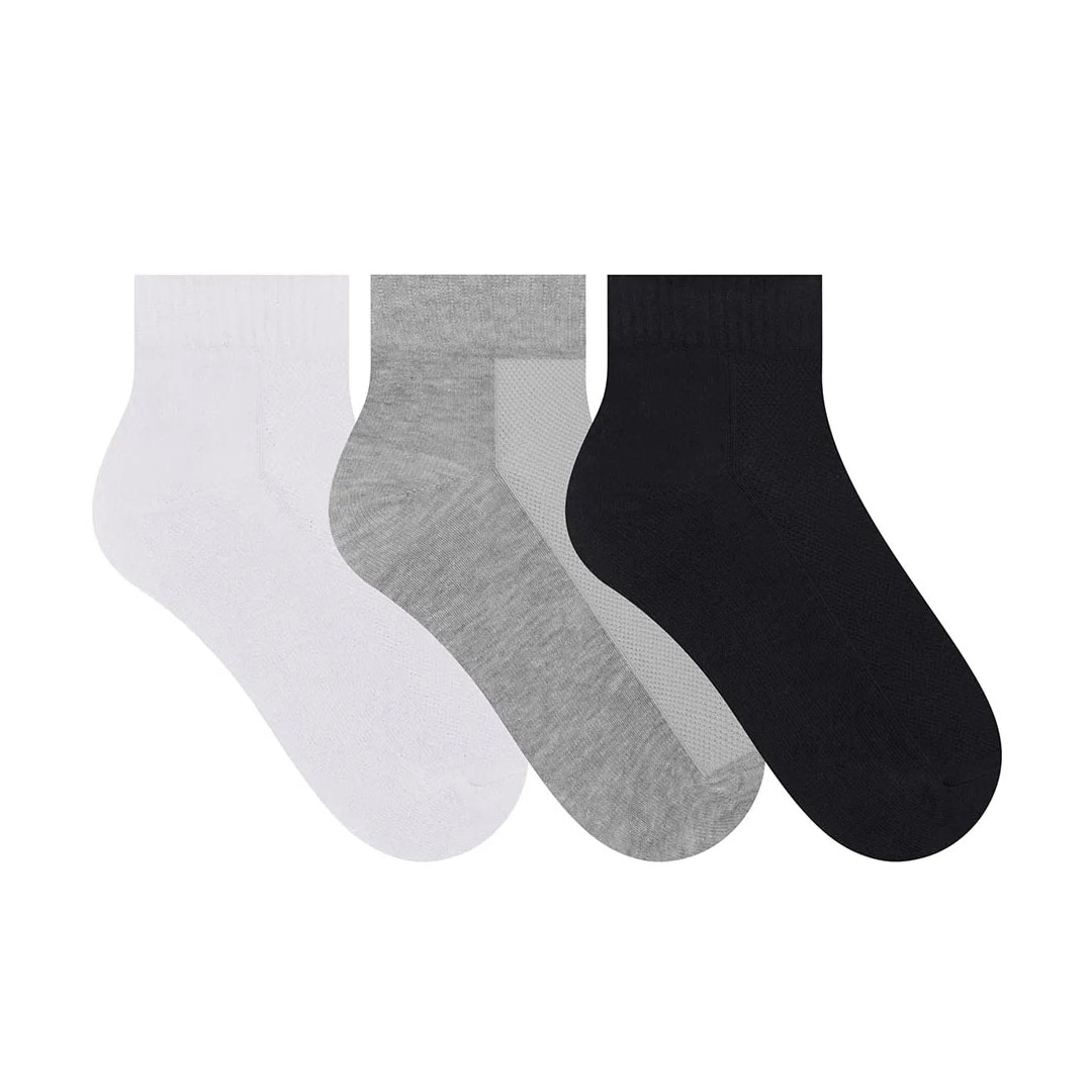 Kit Selene 3 Meias Cano Curto 4220 Preto/Branco/Mescla