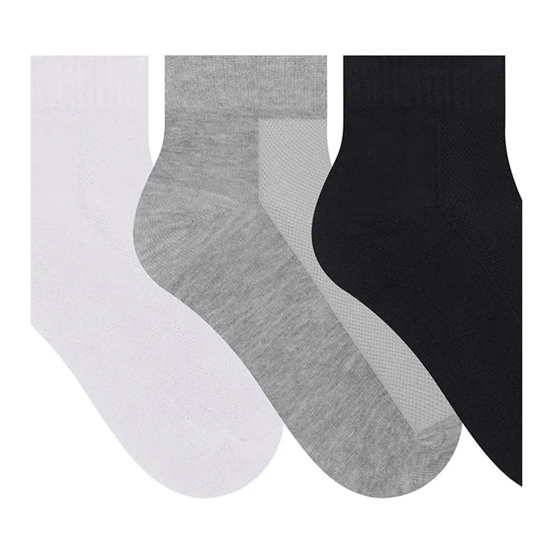 Kit Selene 3 Meias Cano Curto 4220 Preto/Branco/Mescla