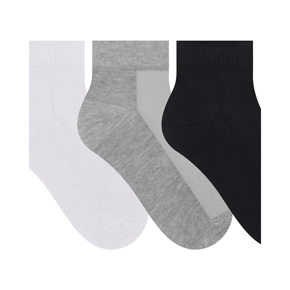 Kit Selene 3 Meias Cano Curto 4220 Preto/Branco/Mescla
