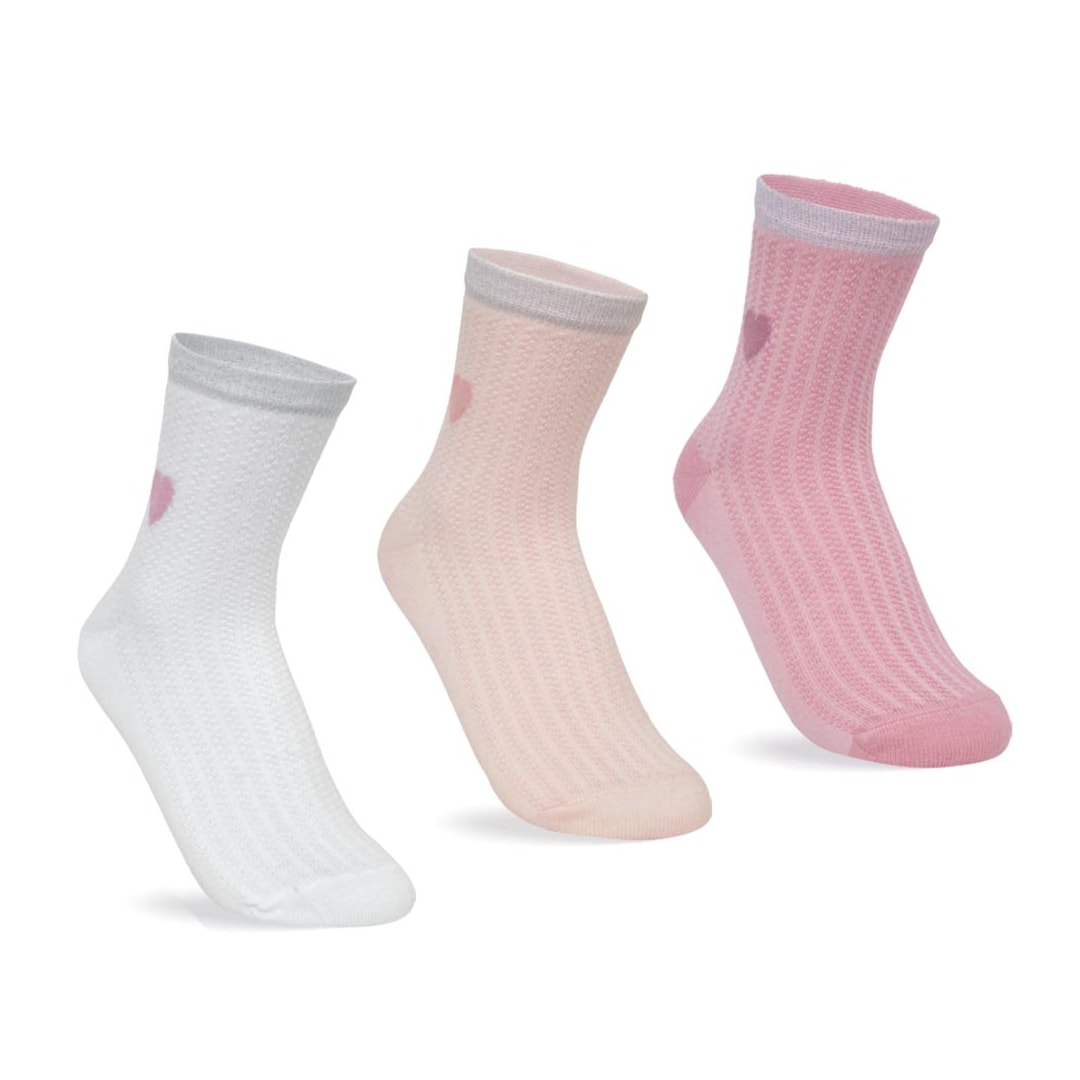 Kit Selene 3 Meias Cano Médio Feminina 7740 Branco/Rosa