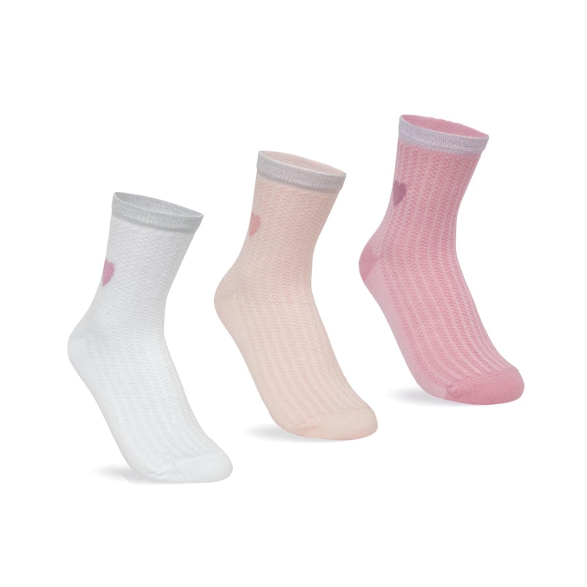 Kit Selene 3 Meias Cano Médio Feminina 7740 Branco/Rosa Kit Selene 3 Meias Cano Médio Feminina 7740 Branco/Rosa