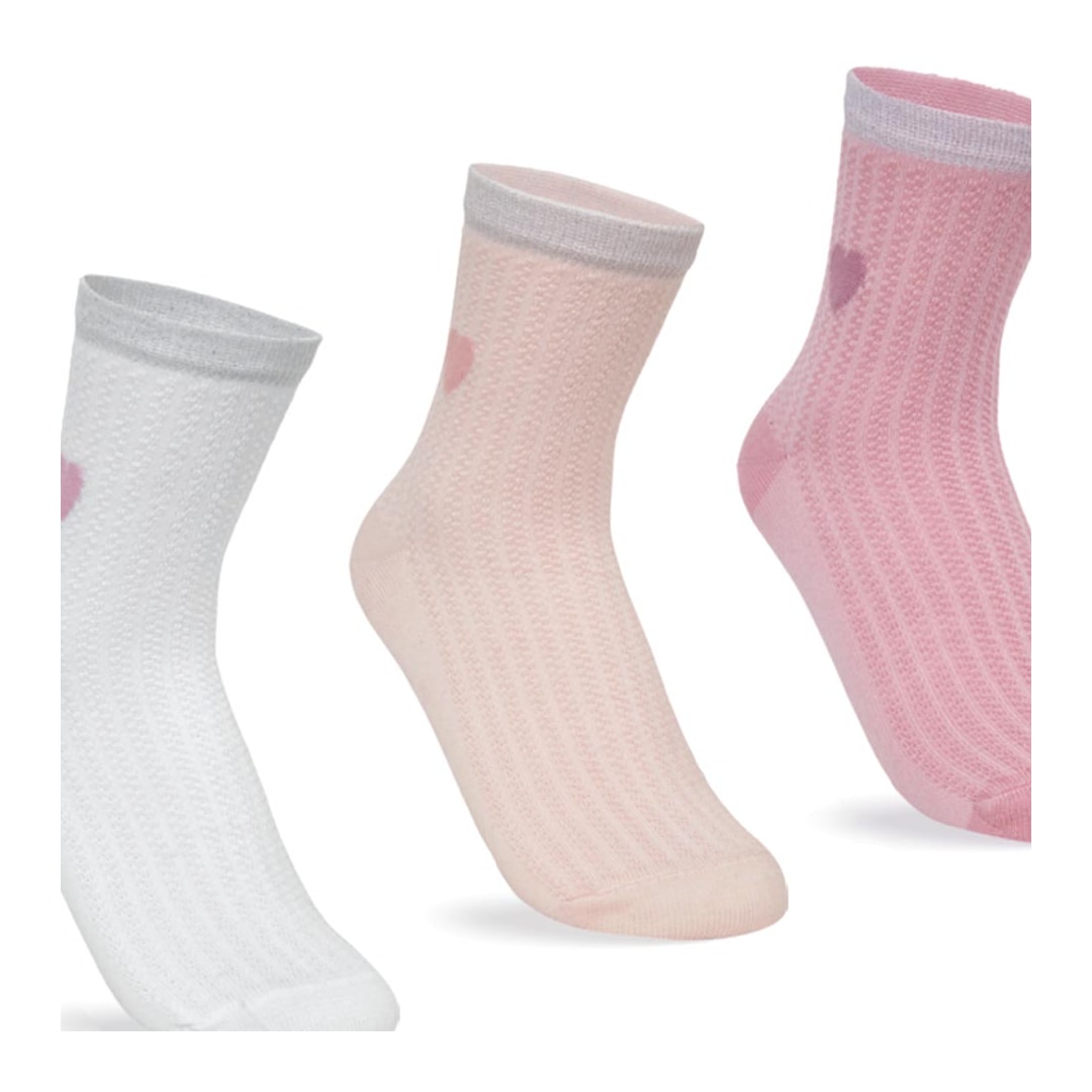 Kit Selene 3 Meias Cano Médio Feminina 7740 Branco/Rosa