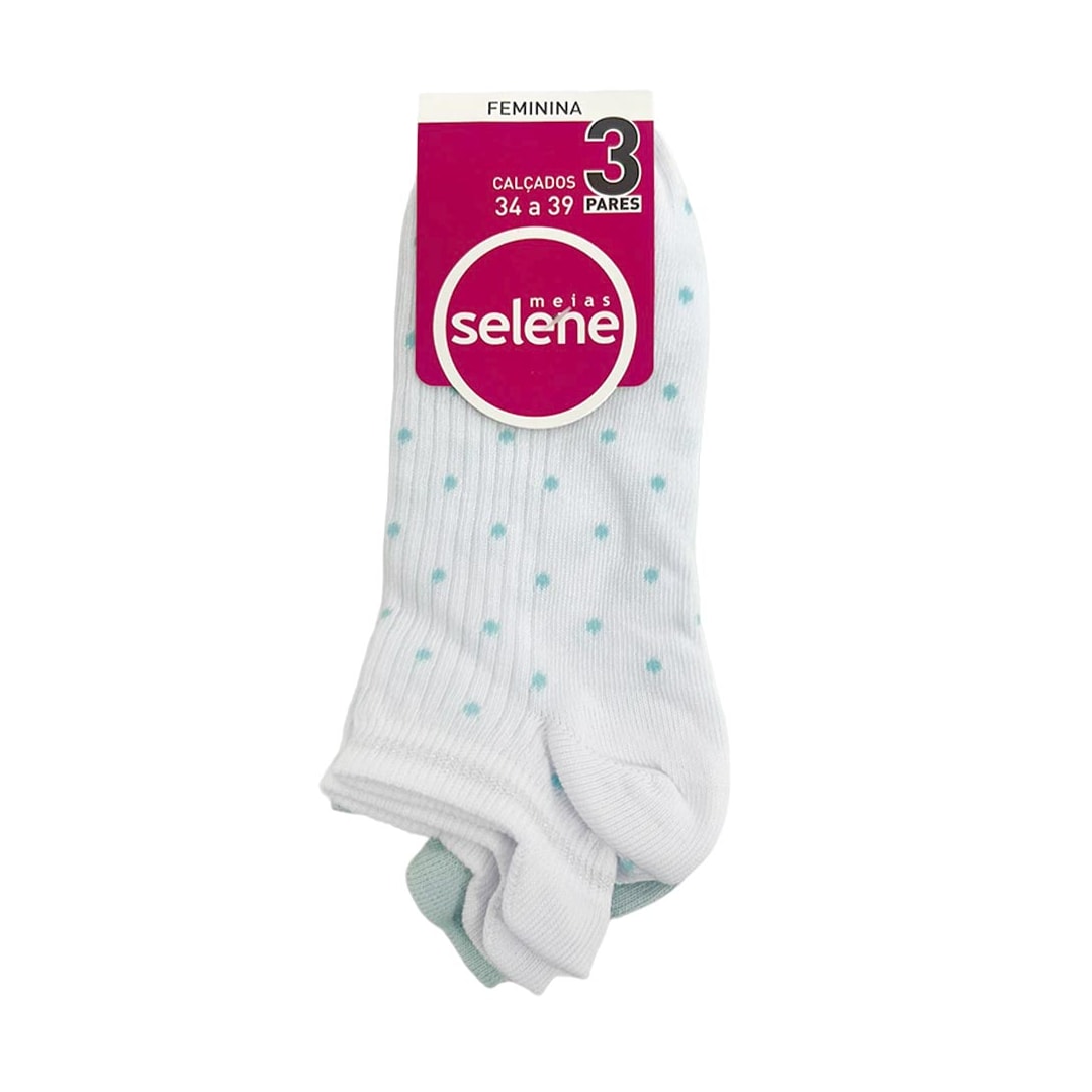Kit Selene 3 Meias Sapatilha 7360 Branco/Menta/VerdeClaro