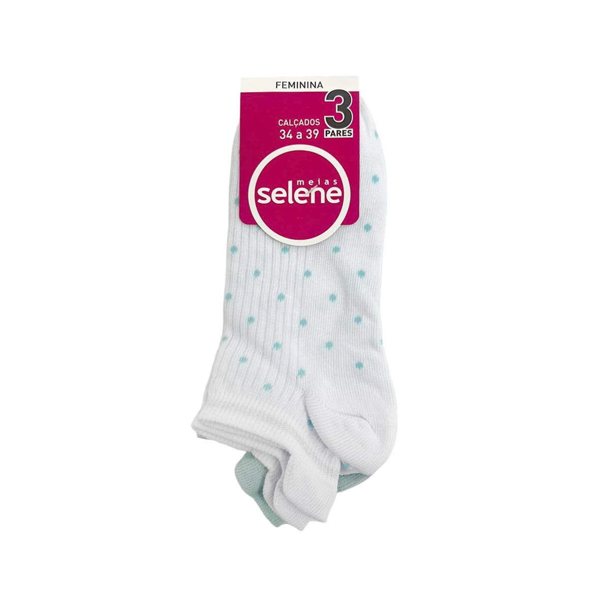Kit Selene 3 Meias Sapatilha 7360 Branco/Menta/VerdeClaro