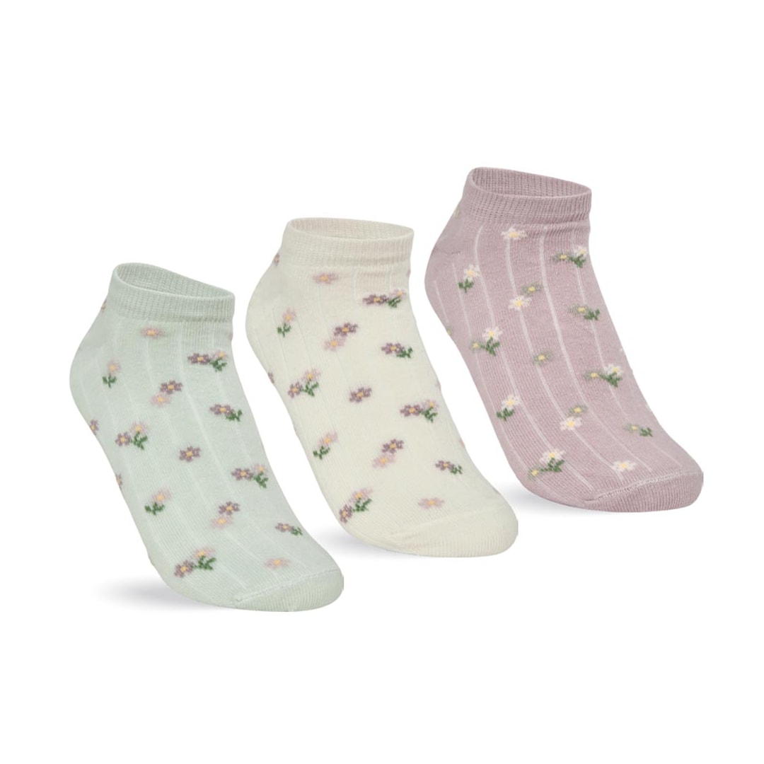 Kit Selene 3 Meias Sapatilha 7360 Menta/Amarelo/Rose