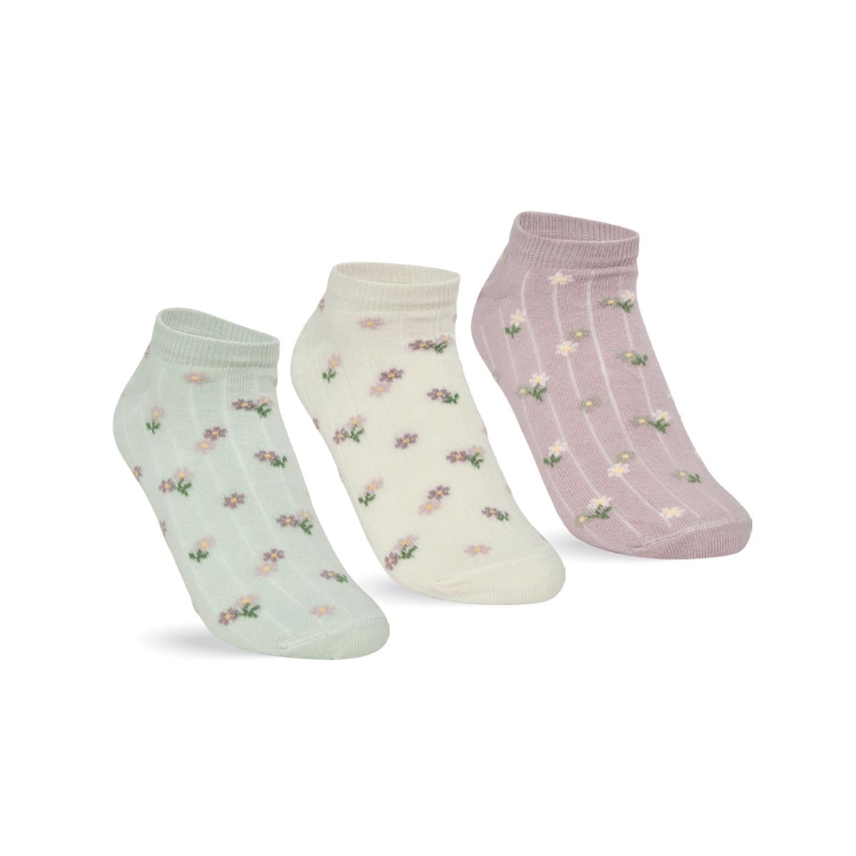 Kit Selene 3 Meias Sapatilha 7360 Menta/Amarelo/Rose Kit Selene 3 Meias Sapatilha 7360 Menta/Amarelo/Rose