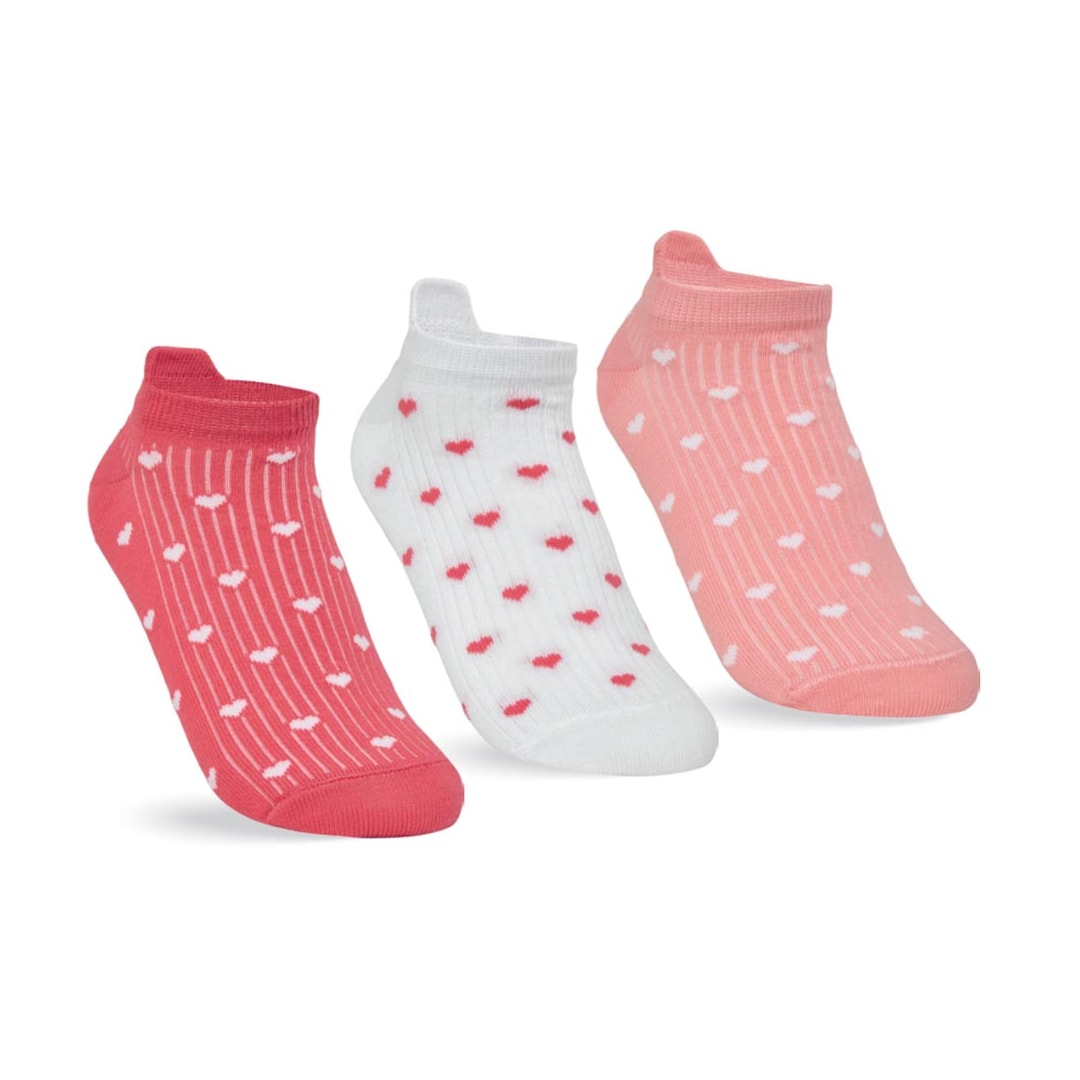 Kit Selene 3 Meias Sapatilha 7360 Vermelho/Branco/Coral