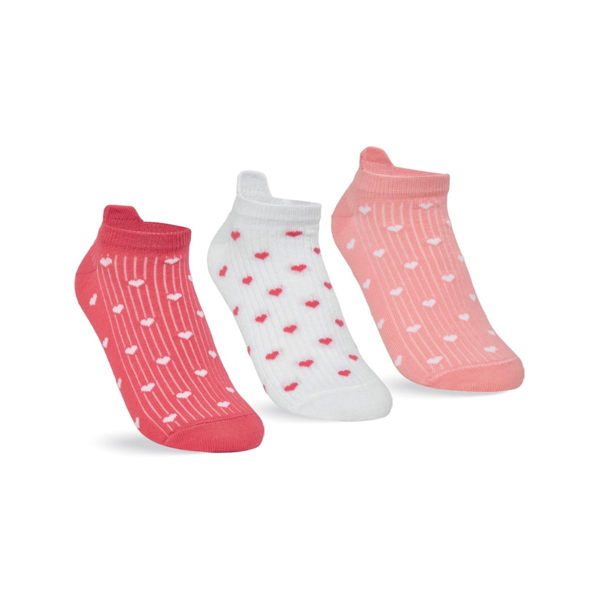 Kit Selene 3 Meias Sapatilha 7360 Vermelho/Branco/Coral Kit Selene 3 Meias Sapatilha 7360 Vermelho/Branco/Coral