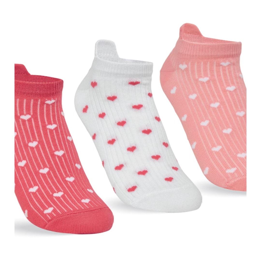 Kit Selene 3 Meias Sapatilha 7360 Vermelho/Branco/Coral