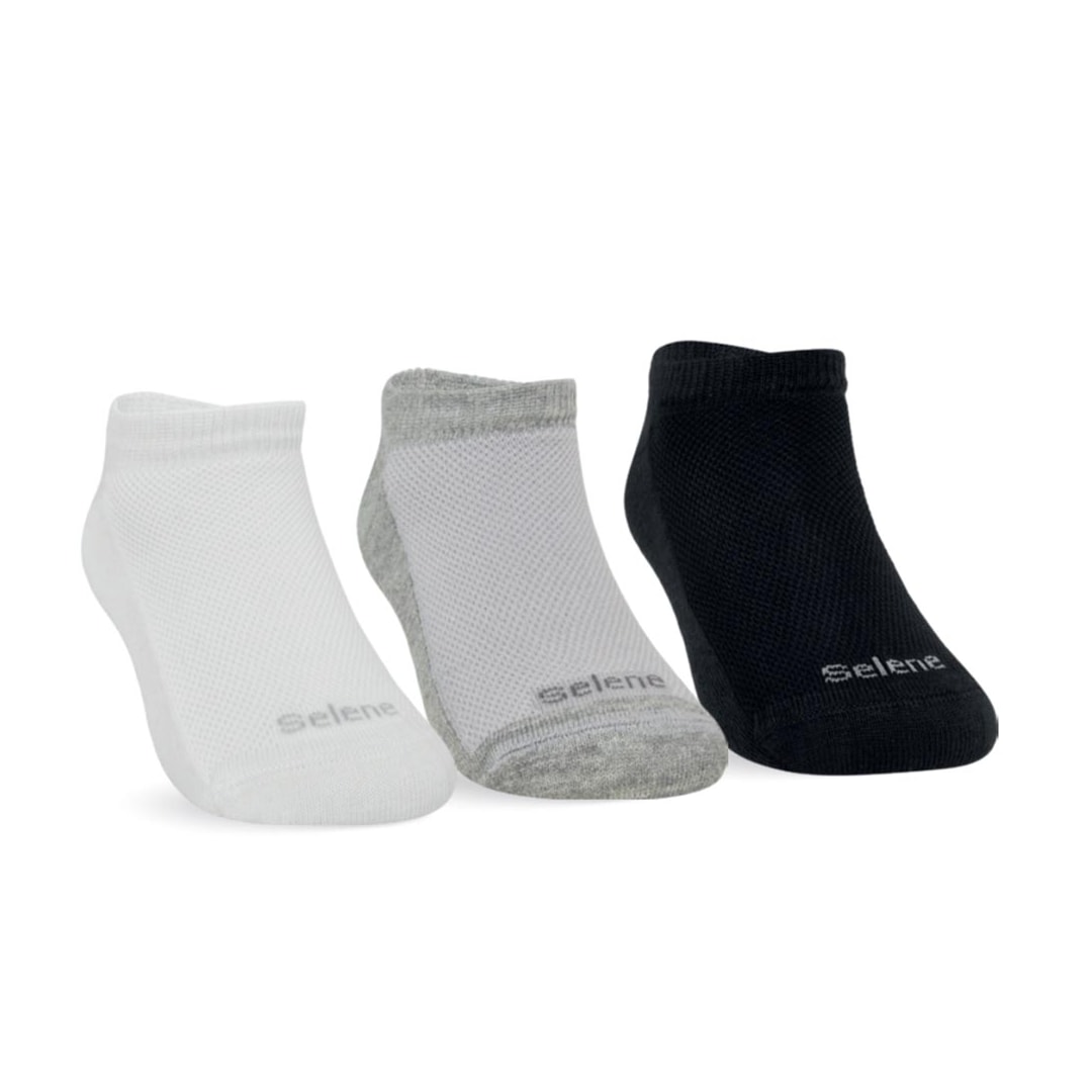 Kit Selene 3 Meias Sapatilha Infantil 2930 PretoBrancoMescla
