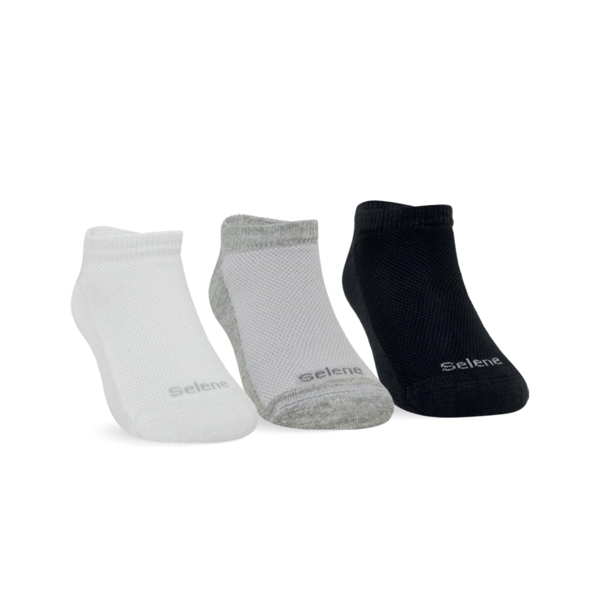 Kit Selene 3 Meias Sapatilha Infantil 2930 PretoBrancoMescla