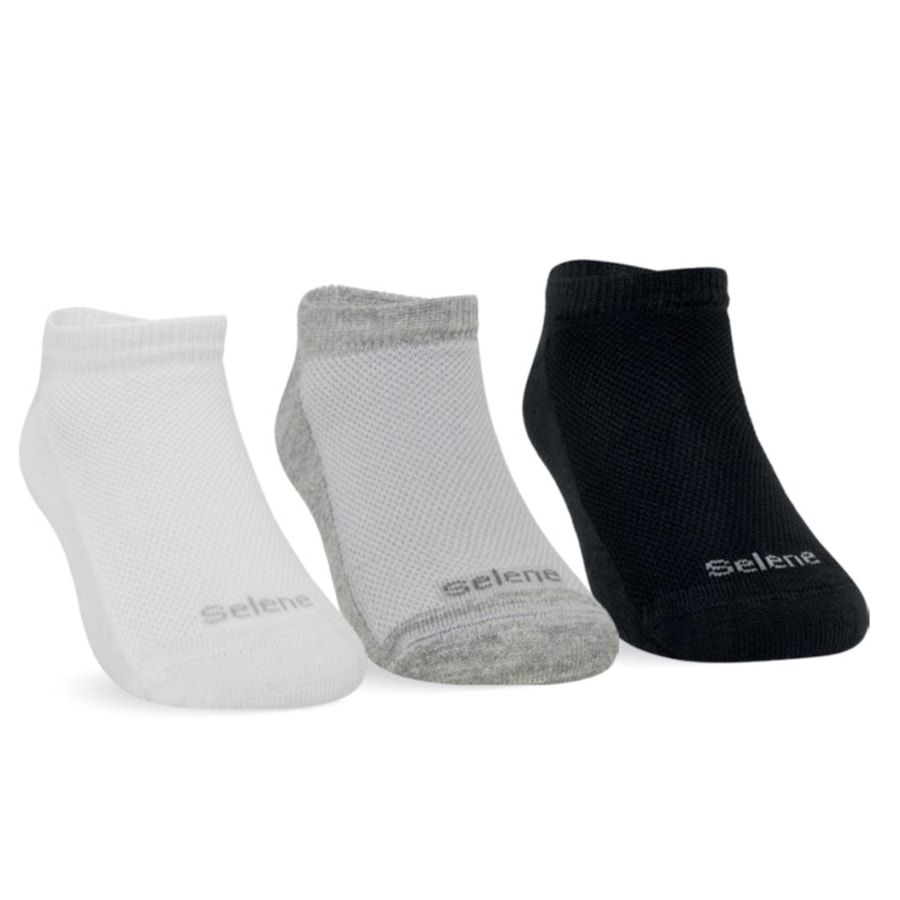 Kit Selene 3 Meias Sapatilha Infantil 2930 PretoBrancoMescla