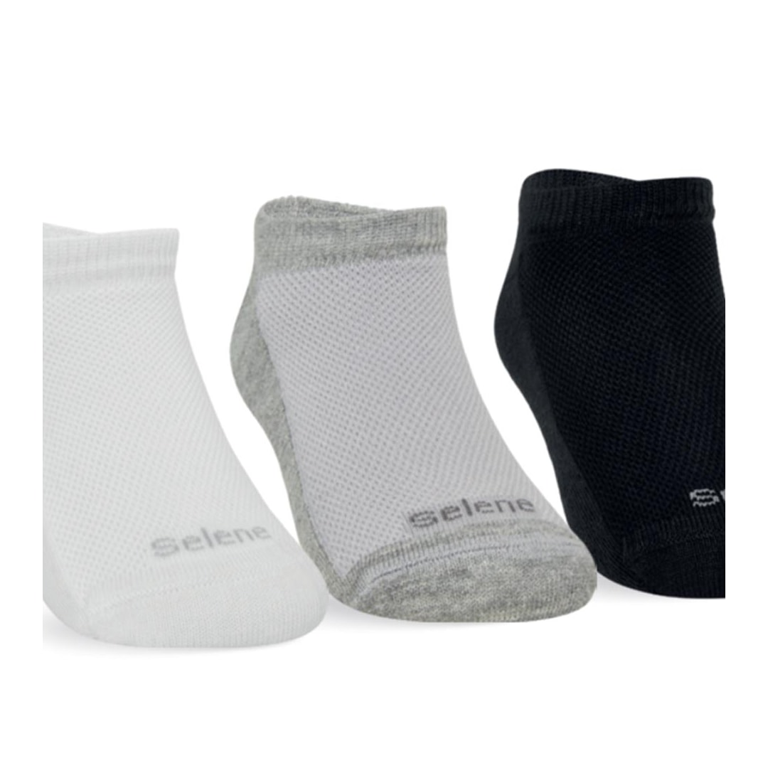 Kit Selene 3 Meias Sapatilha Infantil 2930 PretoBrancoMescla