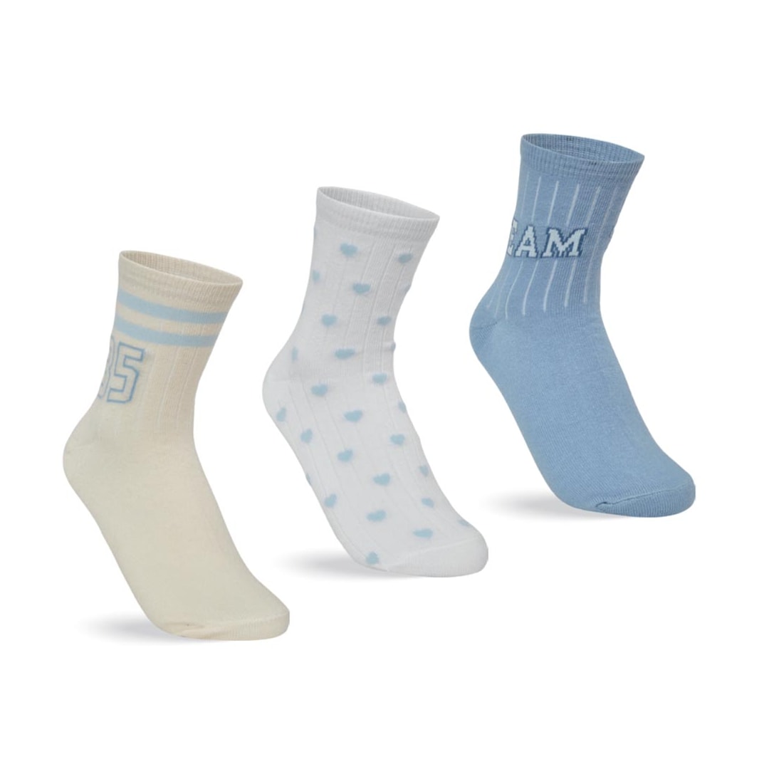 Kit Selene 3 Meias Soquete 7451 Amarelo/Branco/Azul Kit Selene 3 Meias Soquete 7451 Amarelo/Branco/Azul