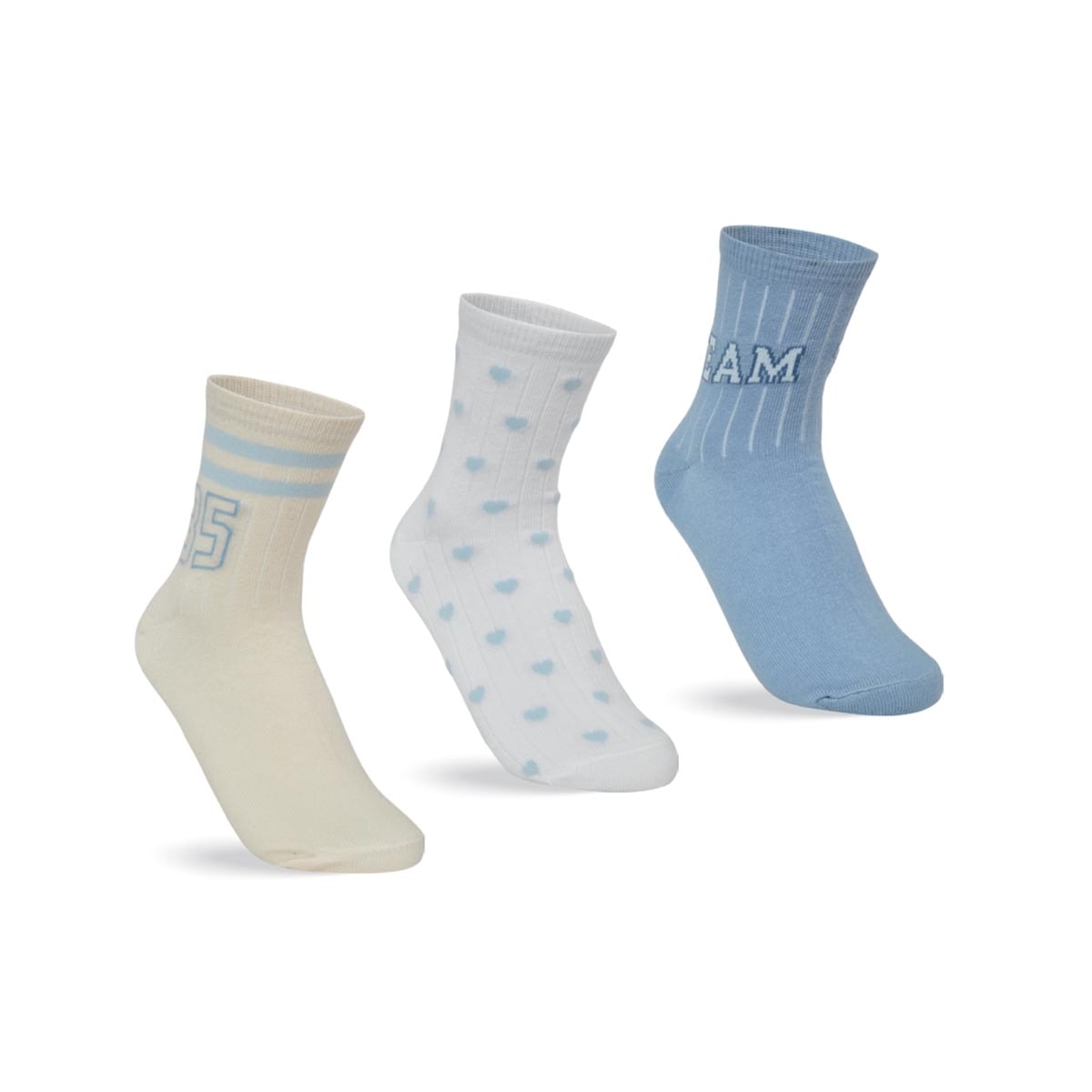 Kit Selene 3 Meias Soquete 7451 Amarelo/Branco/Azul Kit Selene 3 Meias Soquete 7451 Amarelo/Branco/Azul
