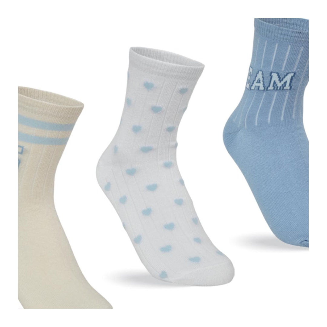 Kit Selene 3 Meias Soquete 7451 Amarelo/Branco/Azul Kit Selene 3 Meias Soquete 7451 Amarelo/Branco/Azul