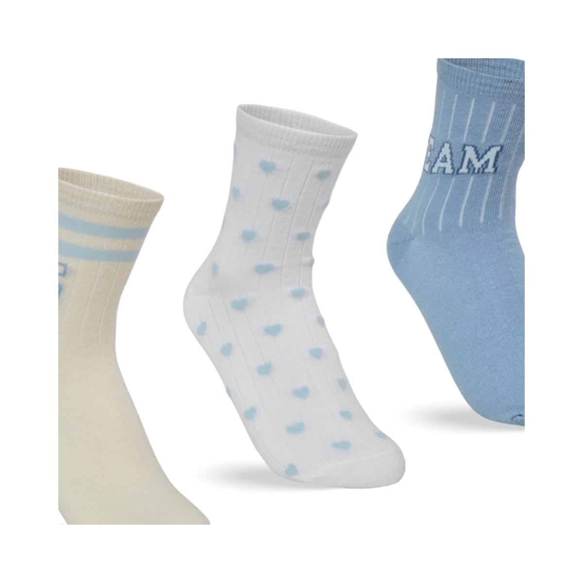 Kit Selene 3 Meias Soquete 7451 Amarelo/Branco/Azul Kit Selene 3 Meias Soquete 7451 Amarelo/Branco/Azul