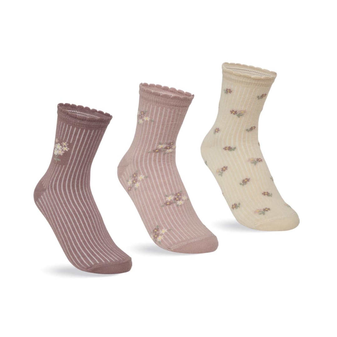 Kit Selene 3 Meias Soquete Feminina 7740 Palha/Rose/Cacau