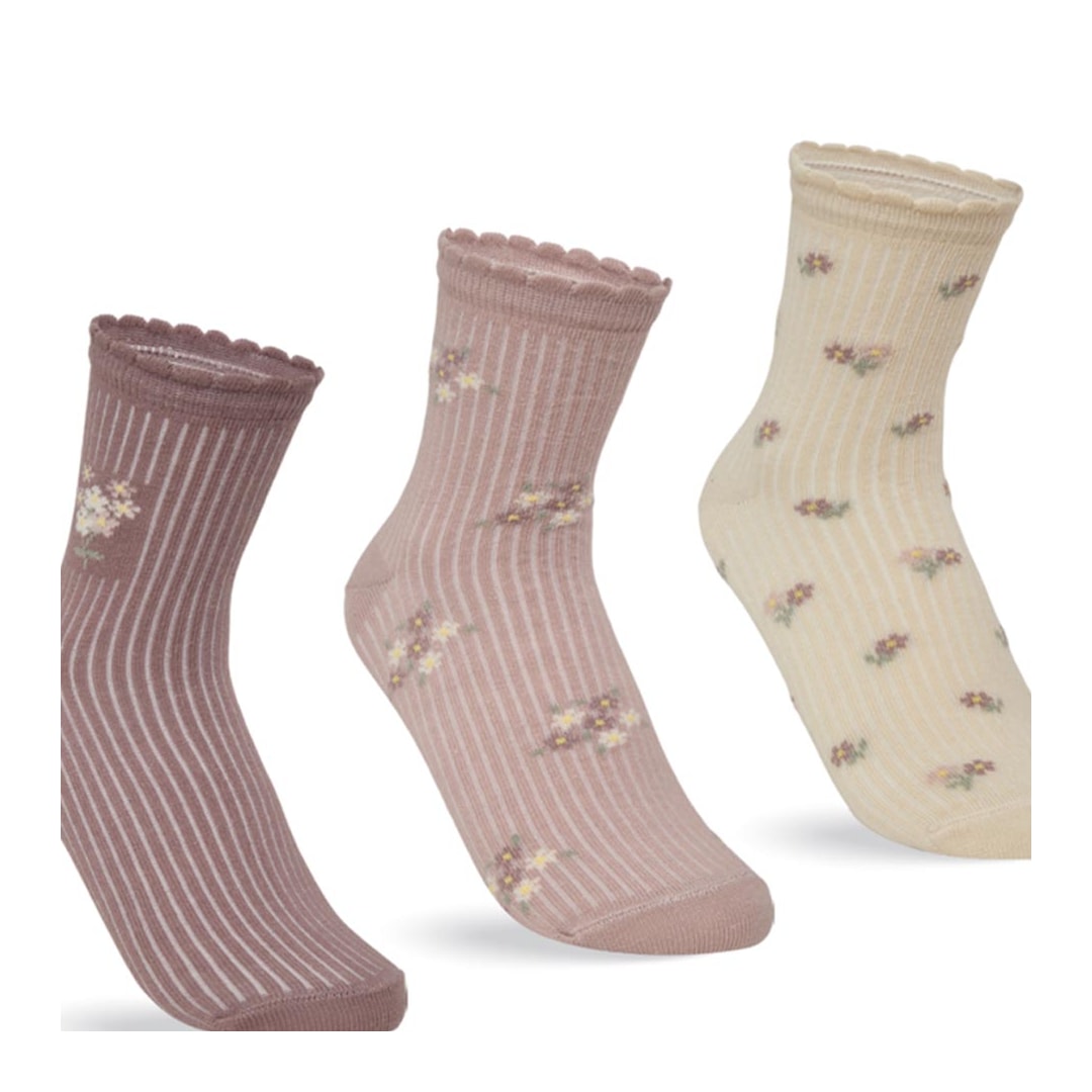 Kit Selene 3 Meias Soquete Feminina 7740 Palha/Rose/Cacau
