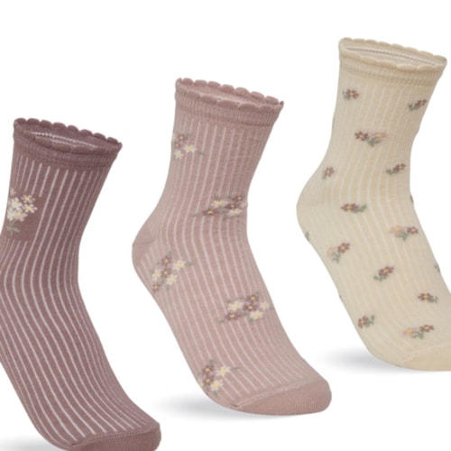 Detalhe - Kit Selene 3 Meias Soquete Feminina 7740 Palha/Rose/Cacau