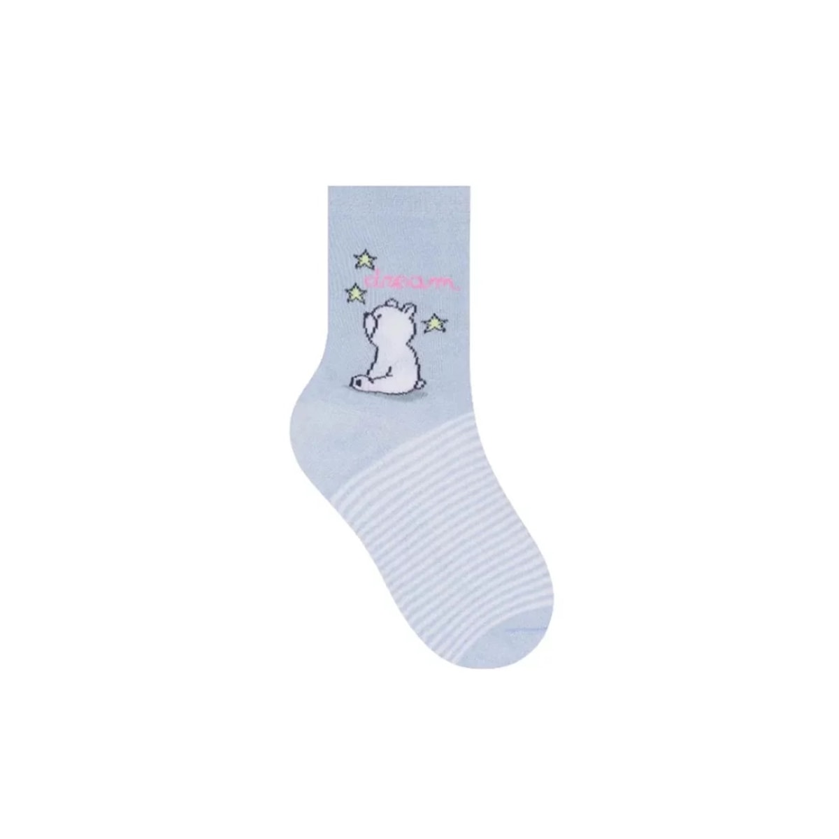 Kit Selene 3 Pares Meia Menina Cano Alto 2451 Azul/Branco/Salmao Kit Selene 3 Pares Meia Menina Cano Alto 2451 Azul/Branco/Salmao