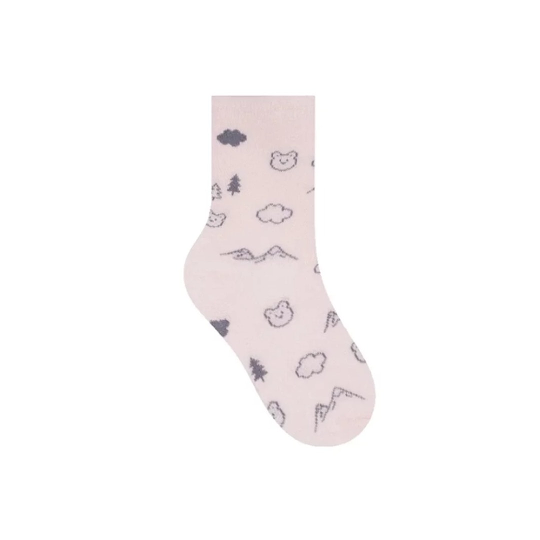 Kit Selene 3 Pares Meia Menina Cano Alto 2451 Azul/Branco/Salmao Kit Selene 3 Pares Meia Menina Cano Alto 2451 Azul/Branco/Salmao