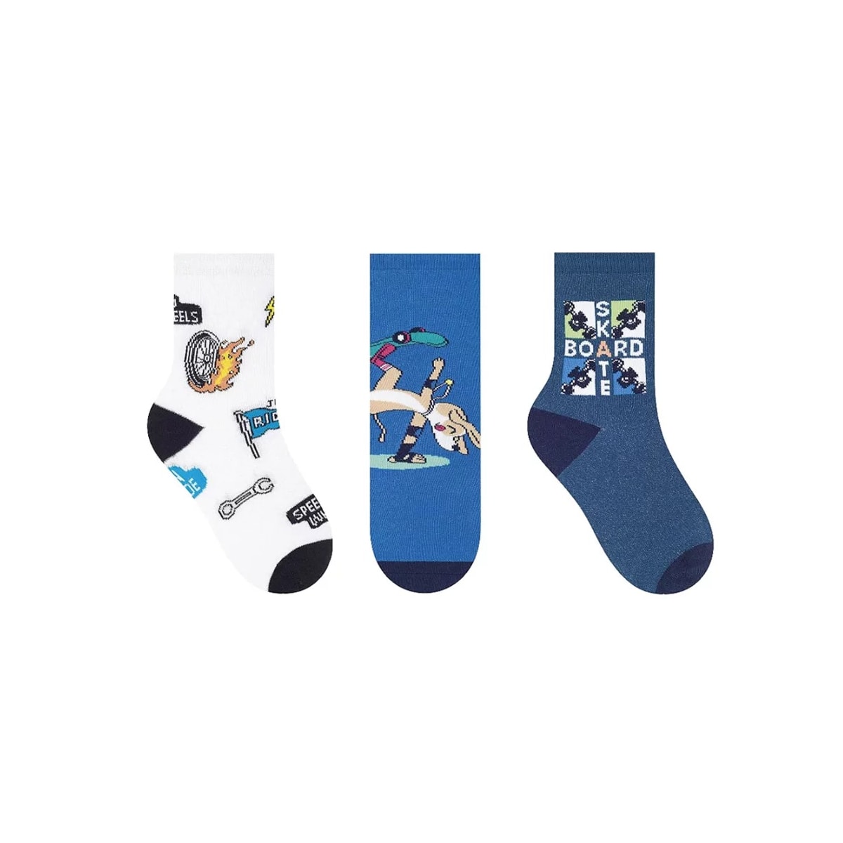 Kit Selene 3 Pares Meia Menina Cano Alto 2451 Branco/Azul/Marinho Kit Selene 3 Pares Meia Menina Cano Alto 2451 Branco/Azul/Marinho