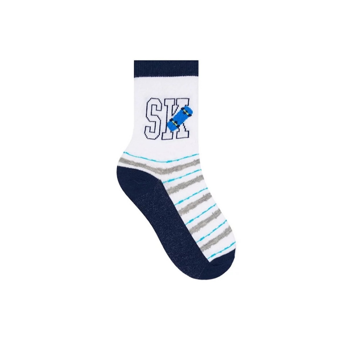 Kit Selene 3 Pares Meia Menina Cano Alto 2451 Branco/Marinho/Branc Kit Selene 3 Pares Meia Menina Cano Alto 2451 Branco/Marinho/Branc