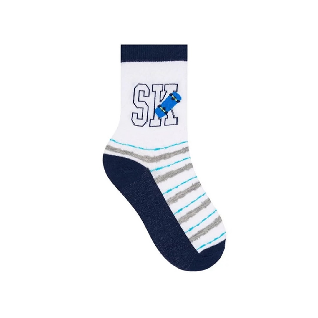 Kit Selene 3 Pares Meia Menina Cano Alto 2451 Branco/Marinho/Branc Kit Selene 3 Pares Meia Menina Cano Alto 2451 Branco/Marinho/Branc