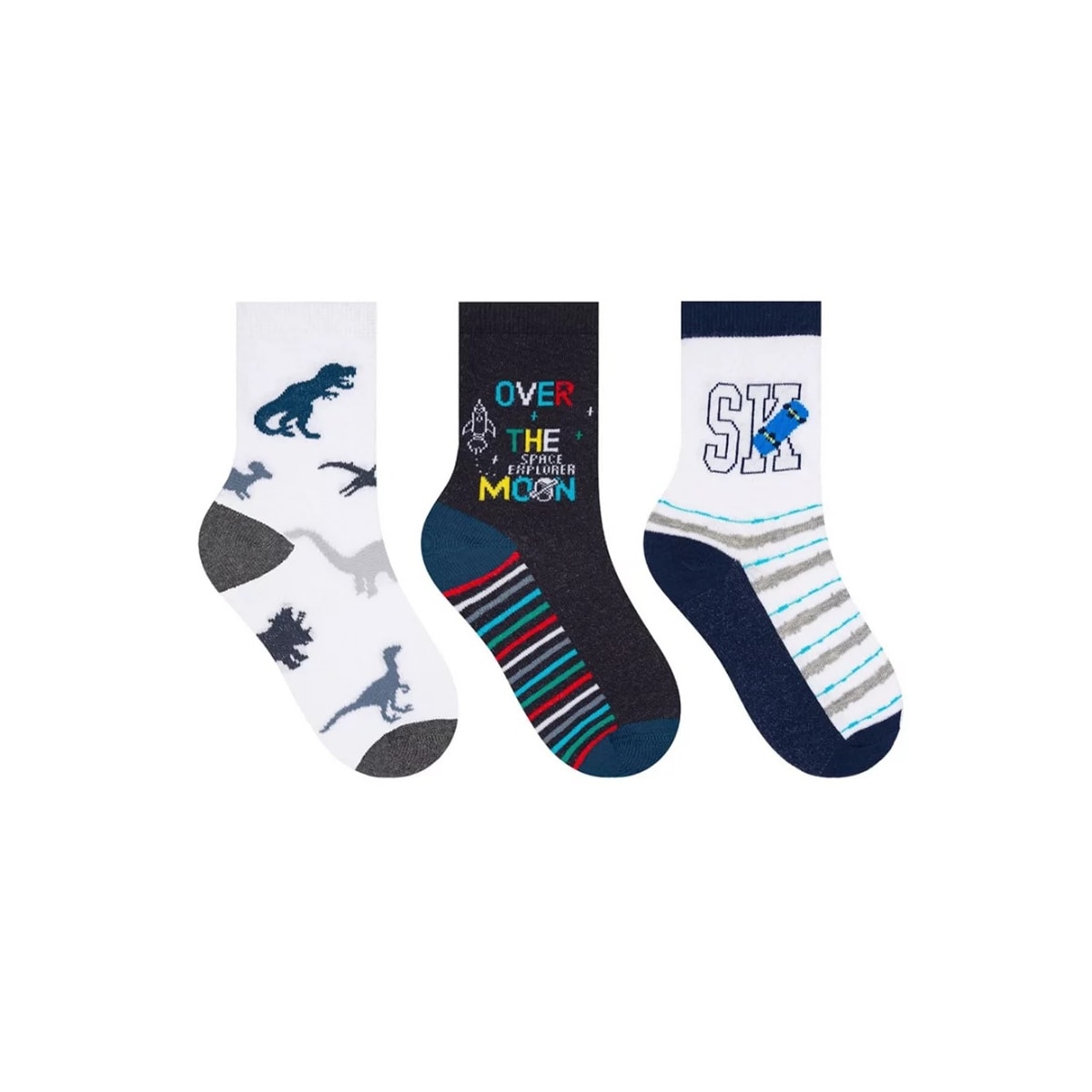 Kit Selene 3 Pares Meia Menina Cano Alto 2451 Branco/Marinho/Branc Kit Selene 3 Pares Meia Menina Cano Alto 2451 Branco/Marinho/Branc