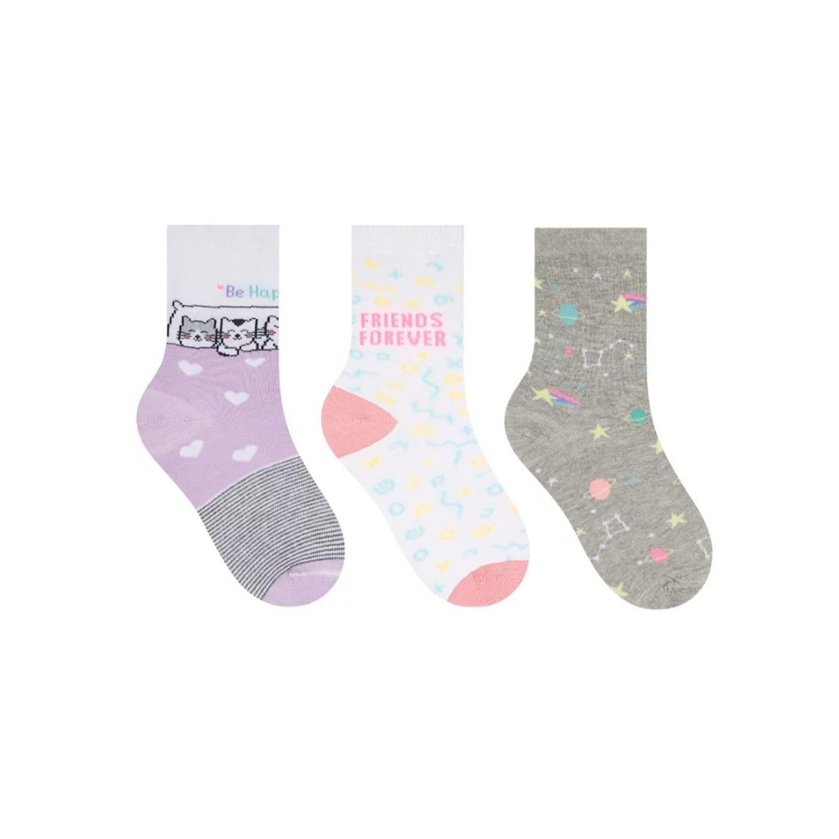 Kit Selene 3 Pares Meia Menina Cano Alto 2451 Lilas Kit Selene 3 Pares Meia Menina Cano Alto 2451 Lilas
