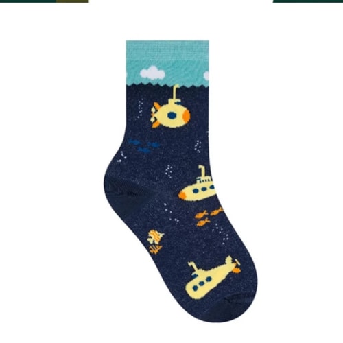 Detalhe - Kit Selene 3 Pares Meia Menina Cano Alto 2451 Marinho/Branco/Mescl