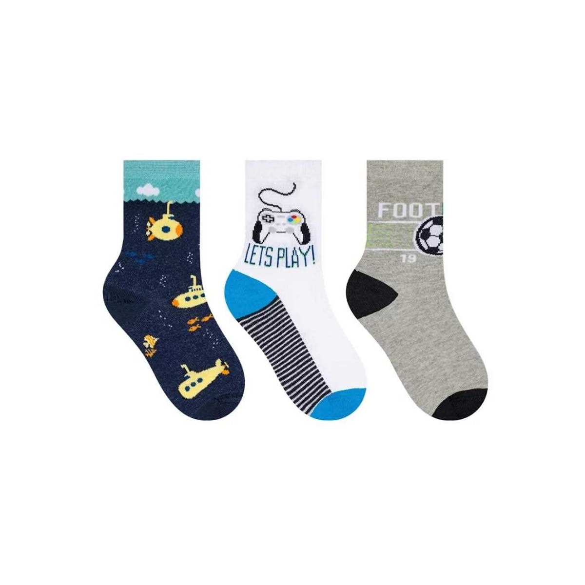 Kit Selene 3 Pares Meia Menina Cano Alto 2451 Marinho/Branco/Mescl Kit Selene 3 Pares Meia Menina Cano Alto 2451 Marinho/Branco/Mescl