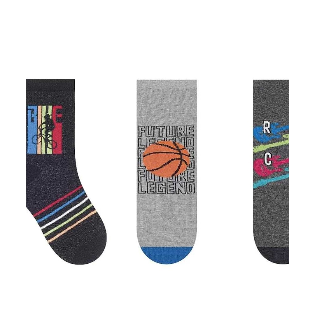 Kit Selene 3 Pares Meia Menina Cano Alto 2451 Preto/Mescla/Chumbo Kit Selene 3 Pares Meia Menina Cano Alto 2451 Preto/Mescla/Chumbo