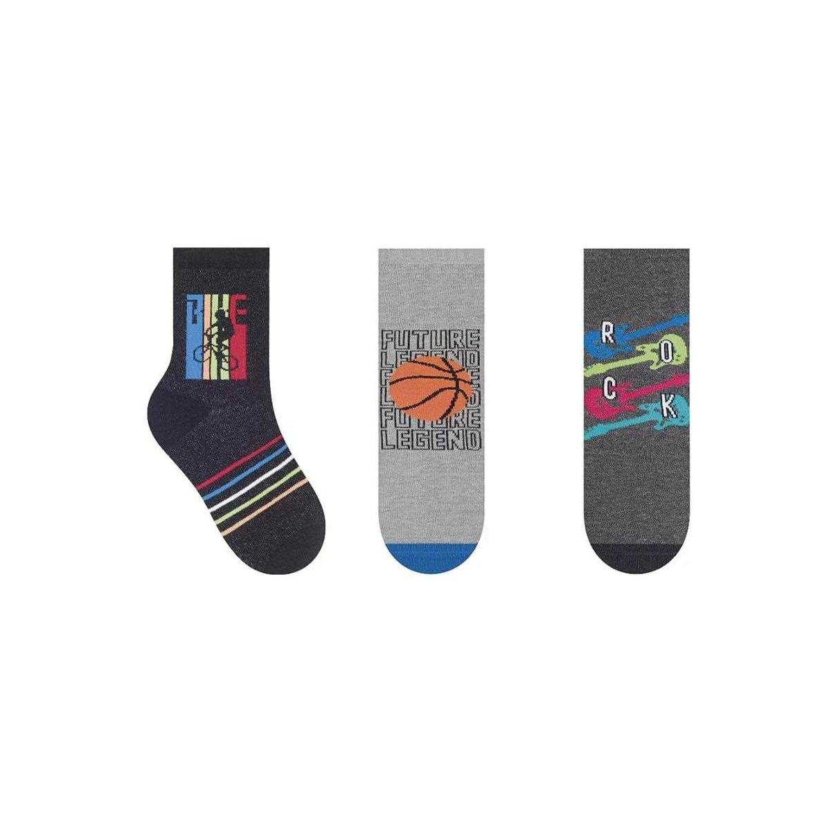 Kit Selene 3 Pares Meia Menina Cano Alto 2451 Preto/Mescla/Chumbo Kit Selene 3 Pares Meia Menina Cano Alto 2451 Preto/Mescla/Chumbo