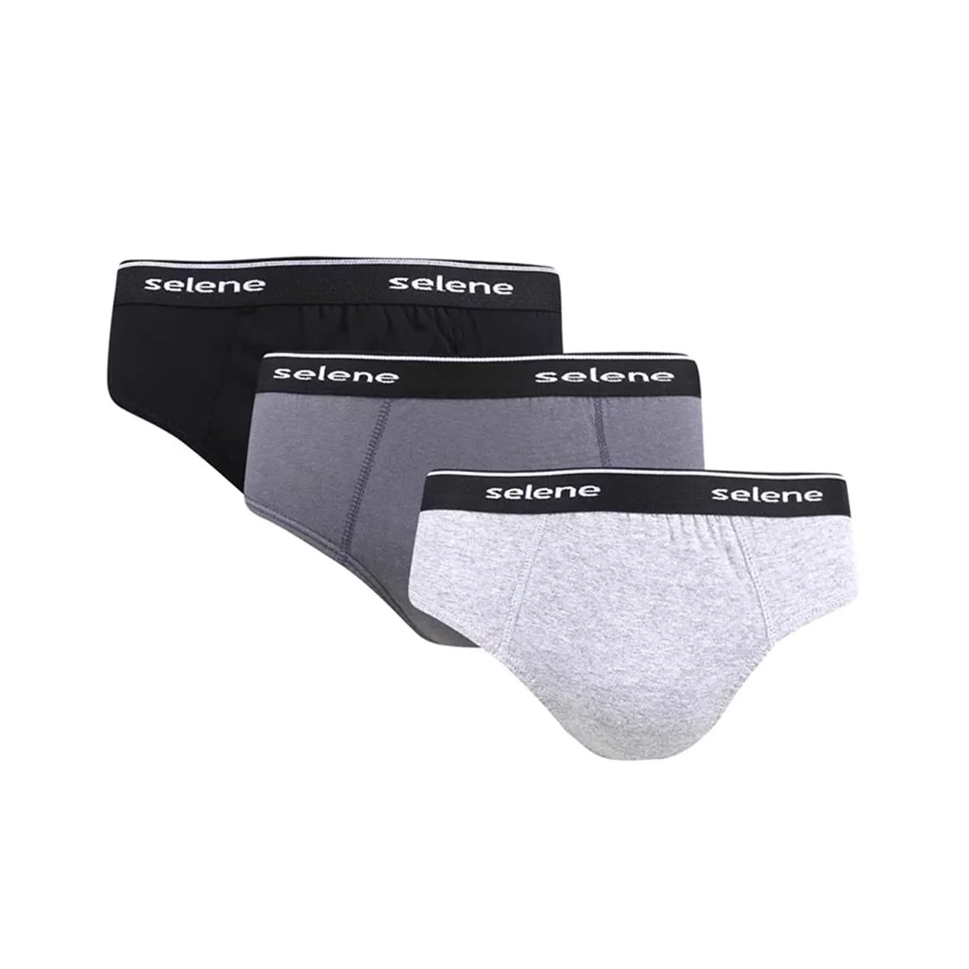 Kit Selene Cueca Slip 3 Peças 11900 Branco/Mescla/Preto